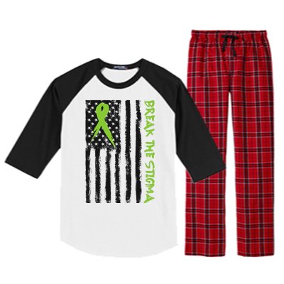 Break The Stigma Ribbon Flag Mental Heath Raglan Sleeve Pajama Set