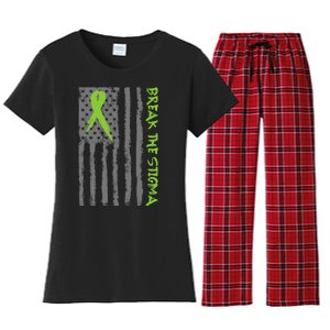 Break The Stigma Ribbon Flag Mental Heath Women's Flannel Pajama Set