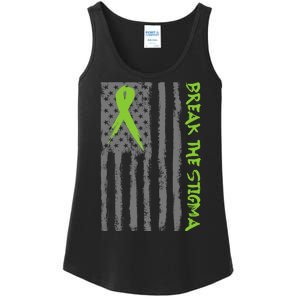 Break The Stigma Ribbon Flag Mental Heath Ladies Essential Tank