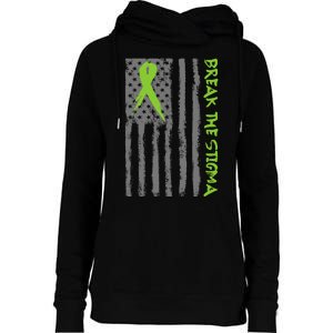 Break The Stigma Ribbon Flag Mental Heath Womens Funnel Neck Pullover Hood