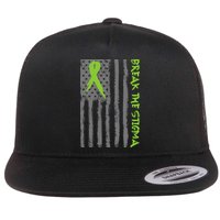 Break The Stigma Ribbon Flag Mental Heath Flat Bill Trucker Hat