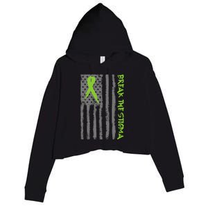 Break The Stigma Ribbon Flag Mental Heath Crop Fleece Hoodie