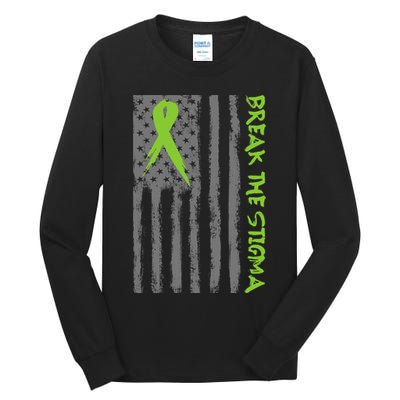 Break The Stigma Ribbon Flag Mental Heath Tall Long Sleeve T-Shirt