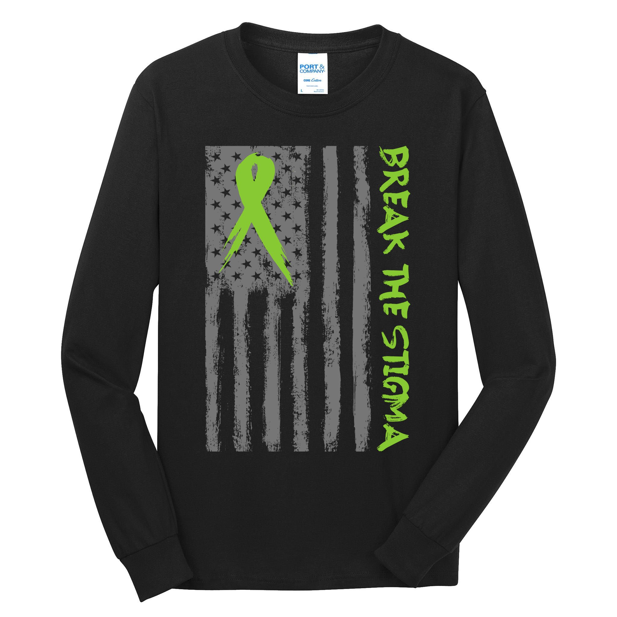 Break The Stigma Ribbon Flag Mental Heath Tall Long Sleeve T-Shirt