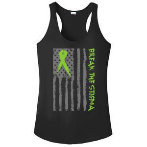 Break The Stigma Ribbon Flag Mental Heath Ladies PosiCharge Competitor Racerback Tank