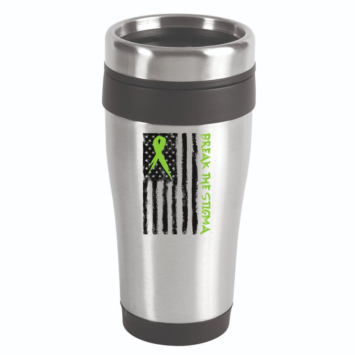 Break The Stigma Ribbon Flag Mental Heath 16oz Travel Tumbler