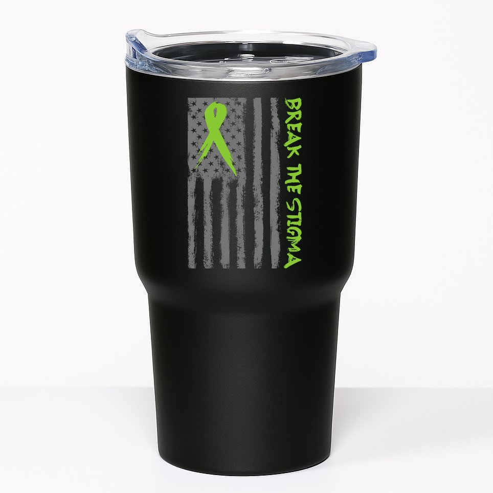 Break The Stigma Ribbon Flag Mental Heath Tumbler