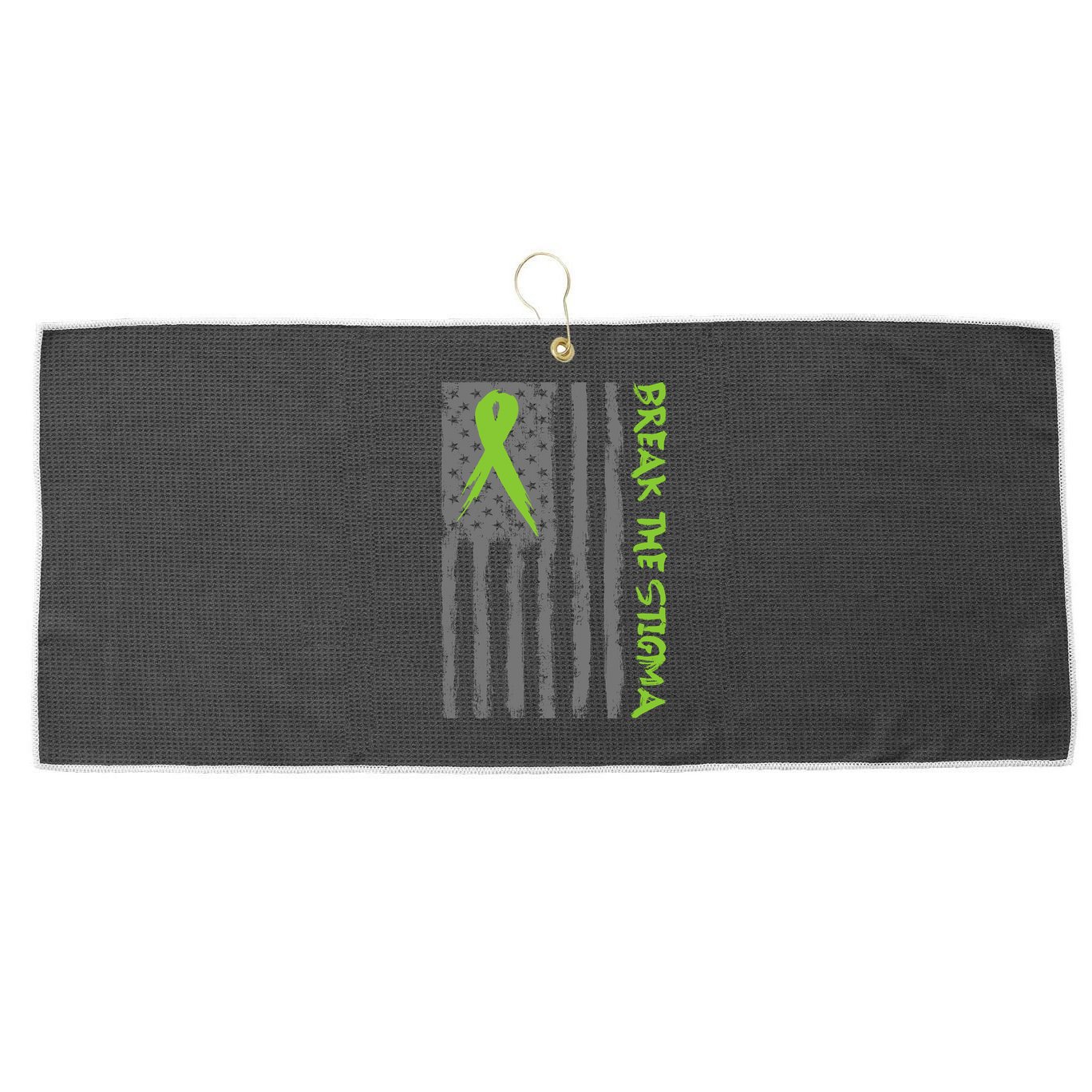 Break The Stigma Ribbon Flag Mental Heath Large Microfiber Waffle Golf Towel