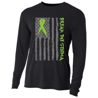 Break The Stigma Ribbon Flag Mental Heath Cooling Performance Long Sleeve Crew