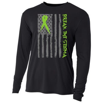 Break The Stigma Ribbon Flag Mental Heath Cooling Performance Long Sleeve Crew