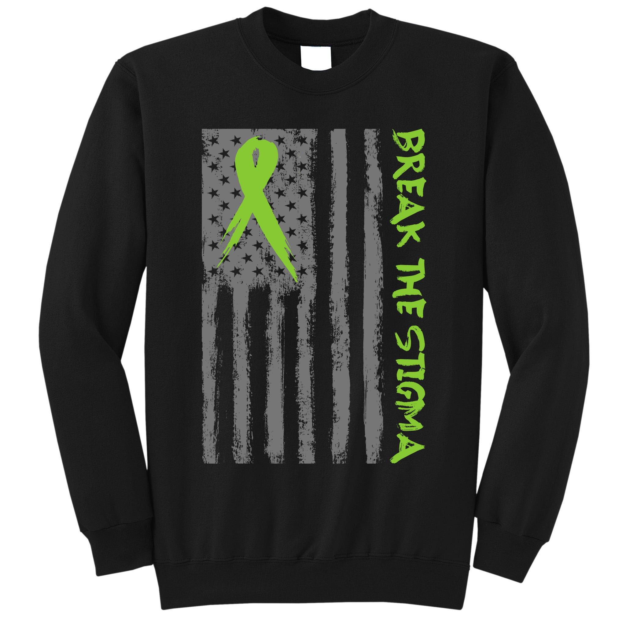 Break The Stigma Ribbon Flag Mental Heath Tall Sweatshirt