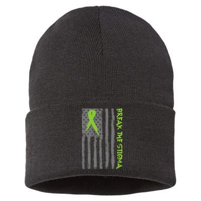 Break The Stigma Ribbon Flag Mental Heath Sustainable Knit Beanie