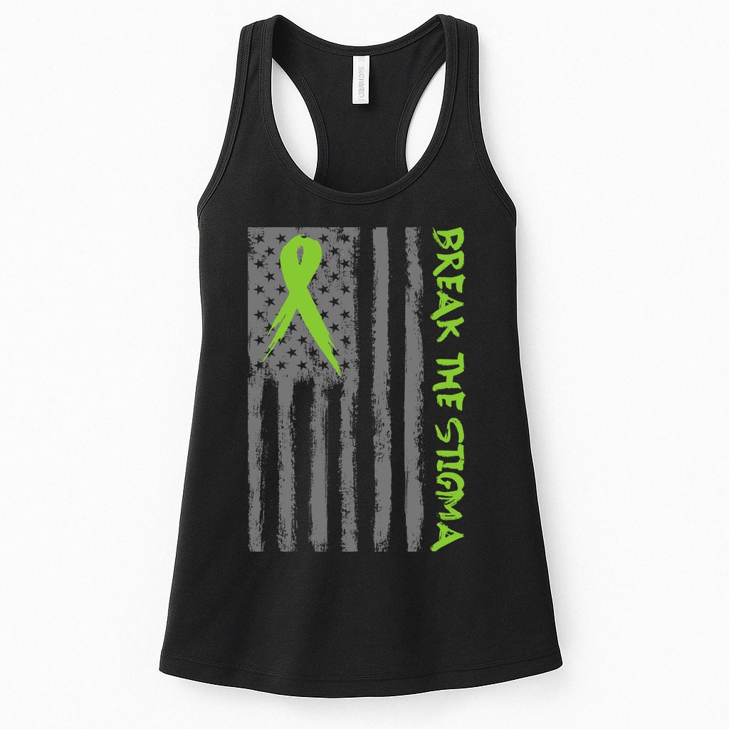 Break The Stigma Ribbon Flag Mental Heath Womens Tank Top