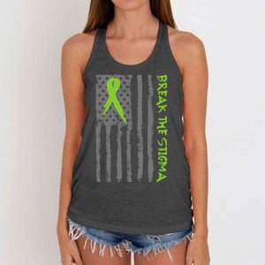 Break The Stigma Ribbon Flag Mental Heath Women's Knotted Racerback Tank