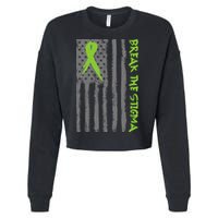 Break The Stigma Ribbon Flag Mental Heath Cropped Pullover Crew