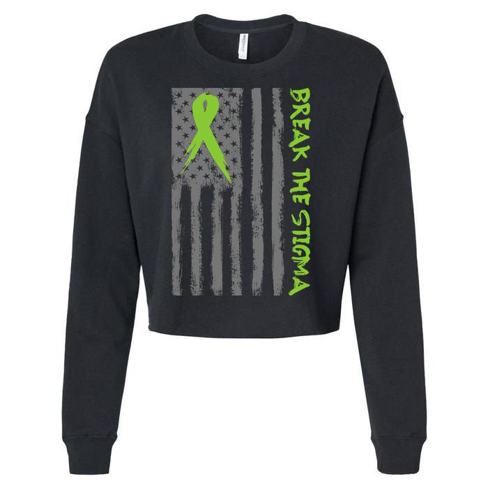 Break The Stigma Ribbon Flag Mental Heath Cropped Pullover Crew