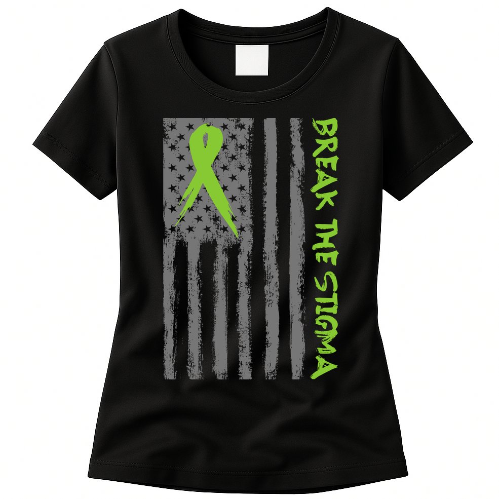 Break The Stigma Ribbon Flag Mental Heath Womens T-Shirt