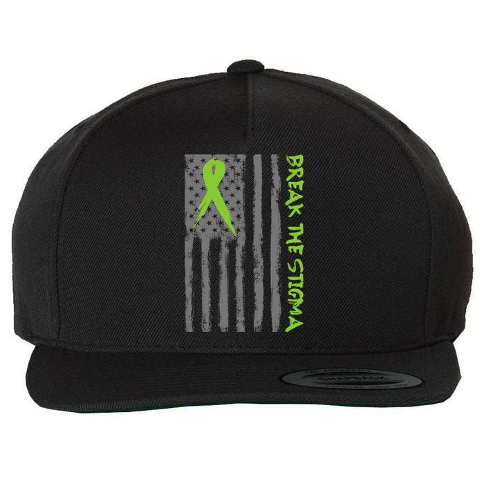 Break The Stigma Ribbon Flag Mental Heath Wool Snapback Cap