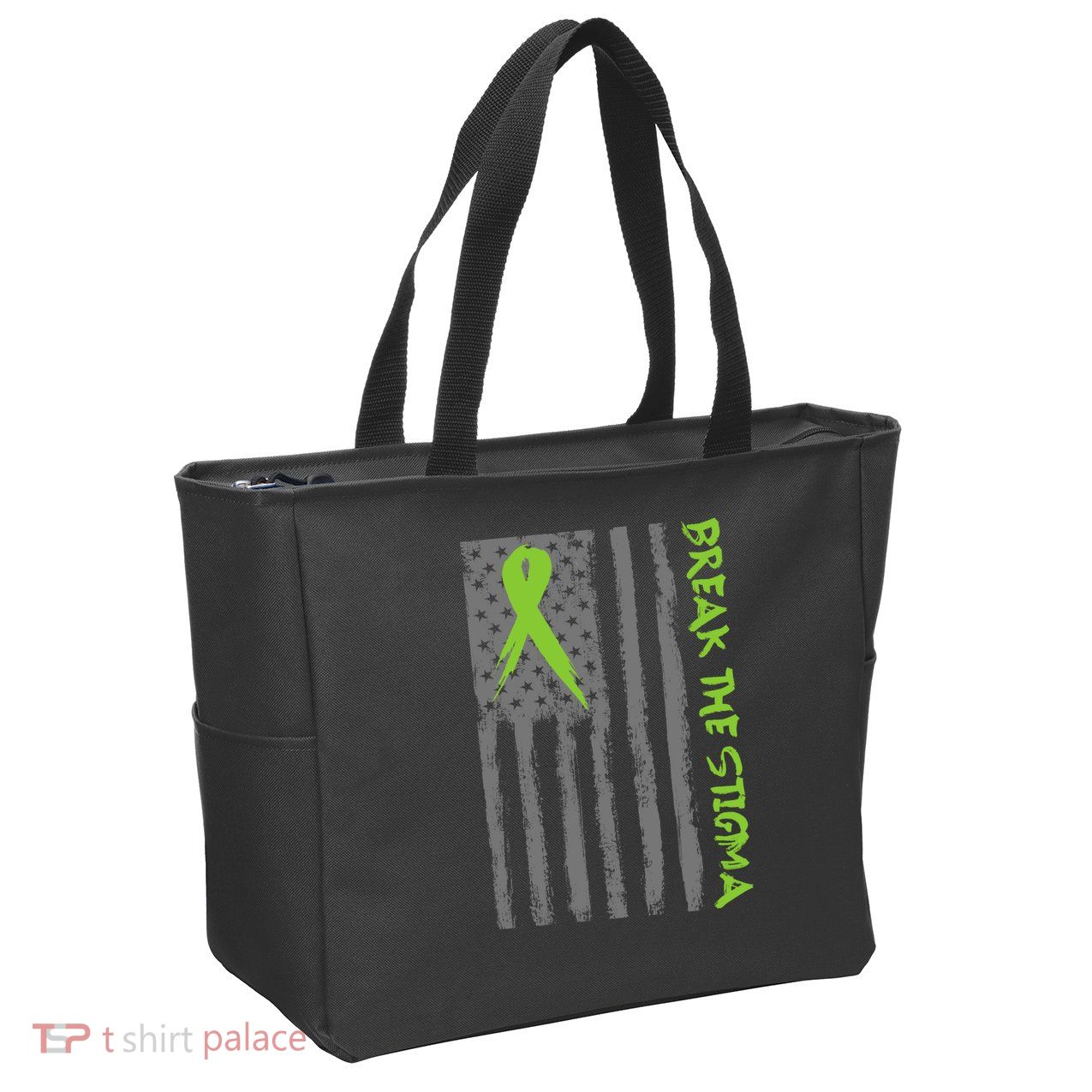 Break The Stigma Ribbon Flag Mental Heath Zip Tote Bag
