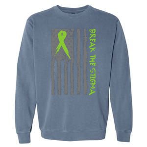 Break The Stigma Ribbon Flag Mental Heath Garment-Dyed Sweatshirt