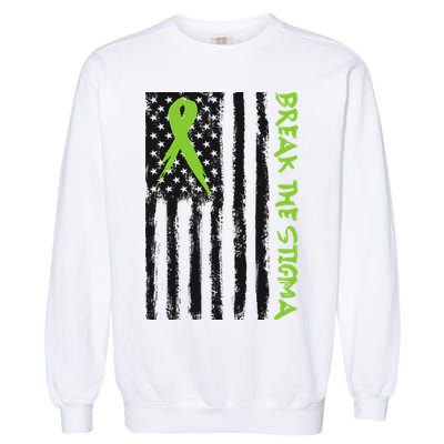 Break The Stigma Ribbon Flag Mental Heath Garment-Dyed Sweatshirt