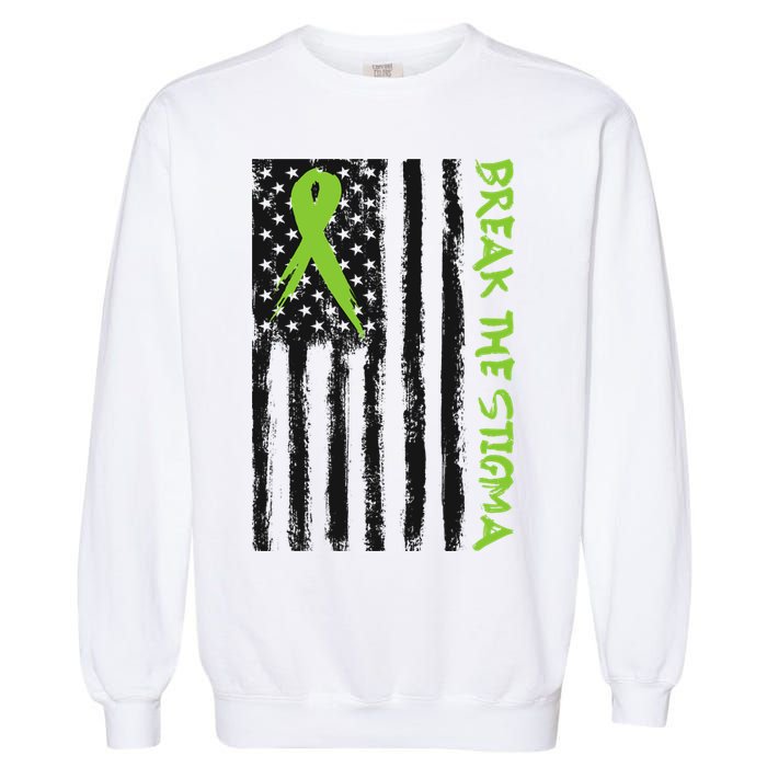 Break The Stigma Ribbon Flag Mental Heath Garment-Dyed Sweatshirt
