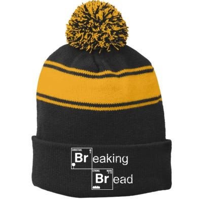 Breaking Bread Christian Faith Stripe Pom Pom Beanie