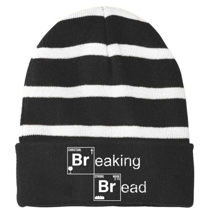 Breaking Bread Christian Faith Striped Beanie with Solid Band