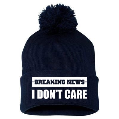 Breaking News I Don't Care Pom Pom 12in Knit Beanie