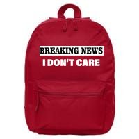 Breaking News I Don't Care Funny Meme 16 in Basic Backpack