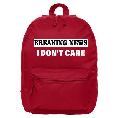 Breaking News I Don't Care Funny Meme 16 in Basic Backpack