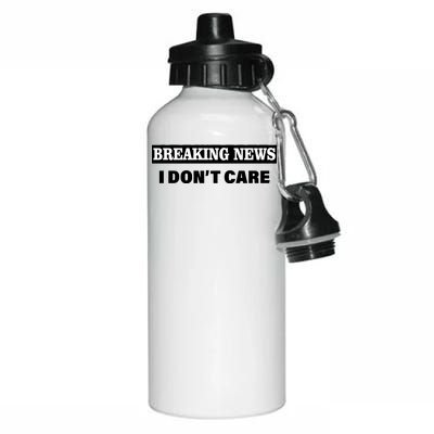 Breaking News I Don't Care Funny Meme Aluminum Water Bottle 