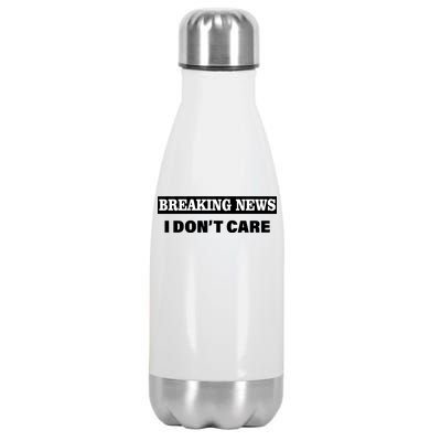 Breaking News I Don't Care Funny Meme Stainless Steel Insulated Water Bottle