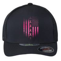 Breast Cancer American Flag Flexfit Unipanel Trucker Cap