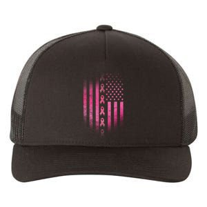 Breast Cancer American Flag Yupoong Adult 5-Panel Trucker Hat