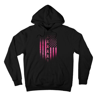 Breast Cancer American Flag Hoodie