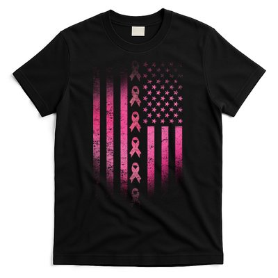 Breast Cancer American Flag T-Shirt