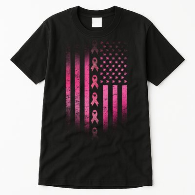 Breast Cancer American Flag Tall T-Shirt