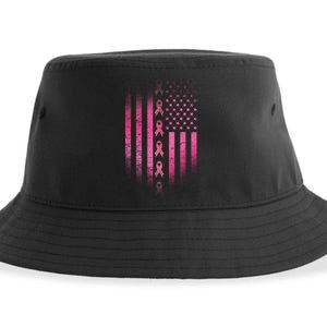 Breast Cancer American Flag Sustainable Bucket Hat