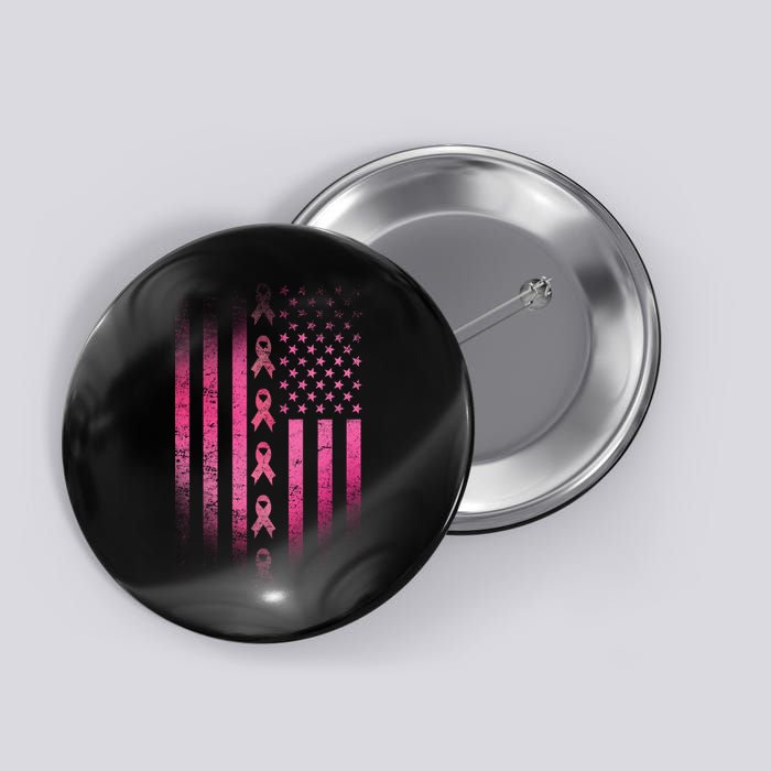 Breast Cancer American Flag Button