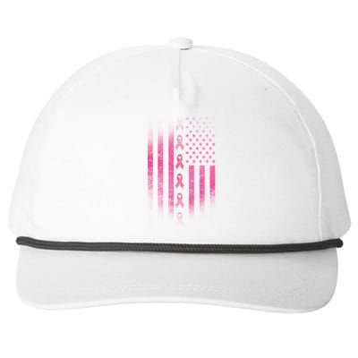 Breast Cancer American Flag Snapback Five-Panel Rope Hat