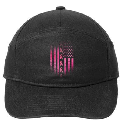 Breast Cancer American Flag 7-Panel Snapback Hat