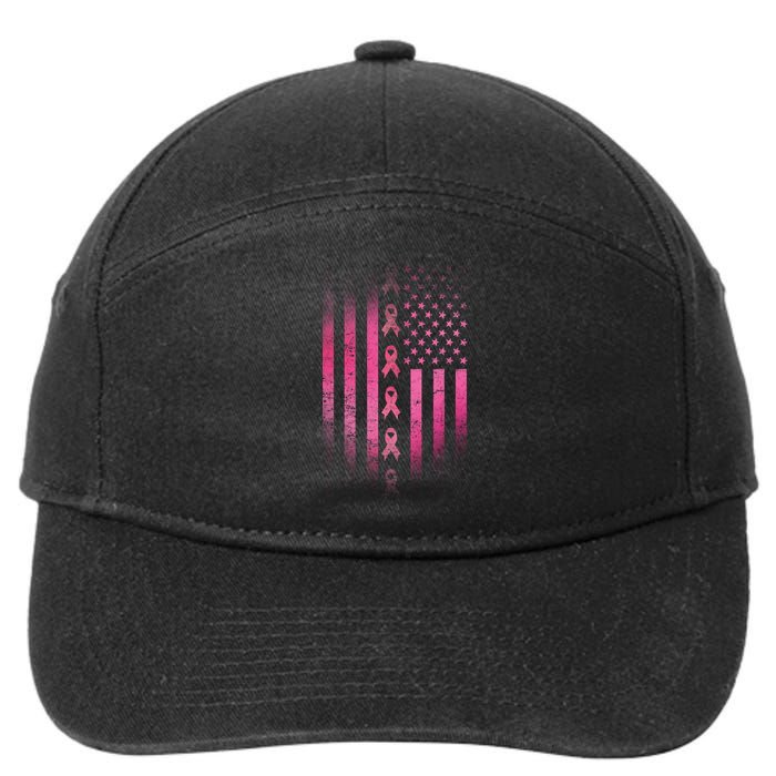 Breast Cancer American Flag 7-Panel Snapback Hat