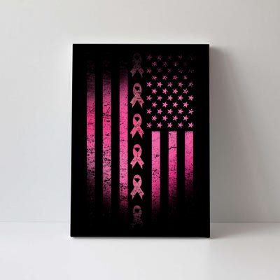 Breast Cancer American Flag Canvas