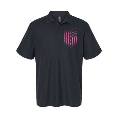 Breast Cancer American Flag Softstyle Adult Sport Polo