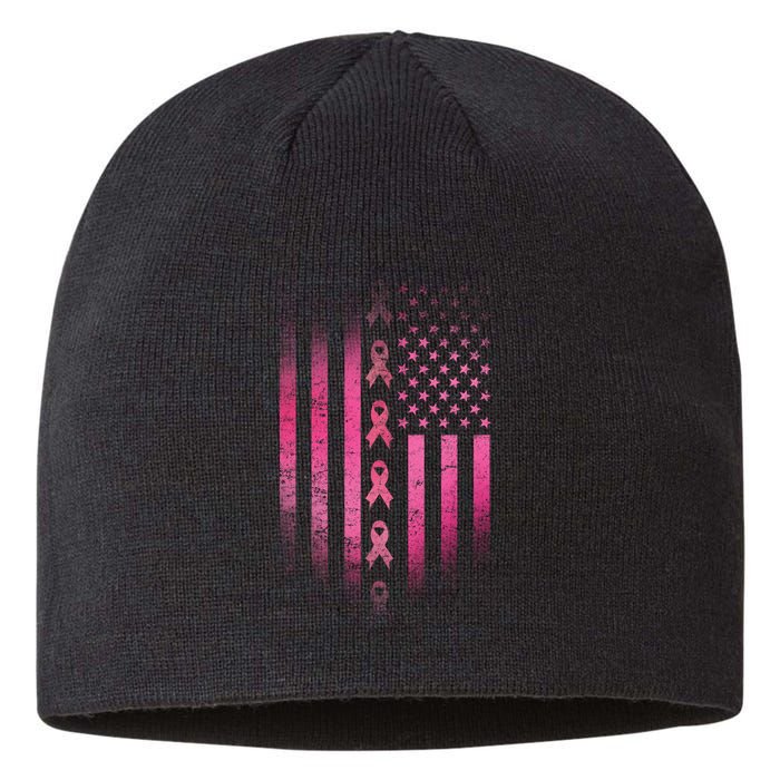 Breast Cancer American Flag Sustainable Beanie