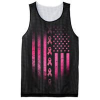 Breast Cancer American Flag Mesh Reversible Basketball Jersey Tank