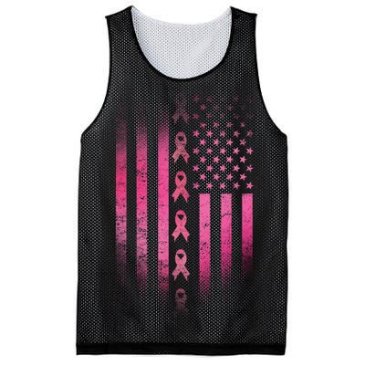 Breast Cancer American Flag Mesh Reversible Basketball Jersey Tank