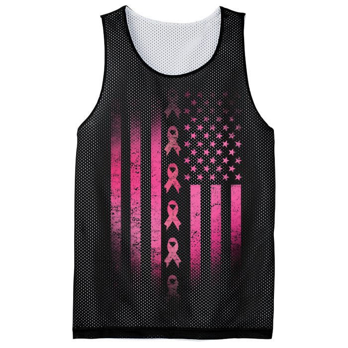 Breast Cancer American Flag Mesh Reversible Basketball Jersey Tank