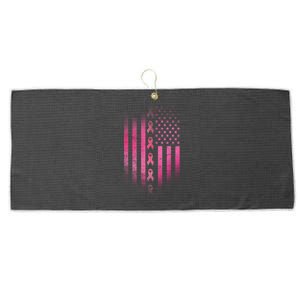 Breast Cancer American Flag Large Microfiber Waffle Golf Towel